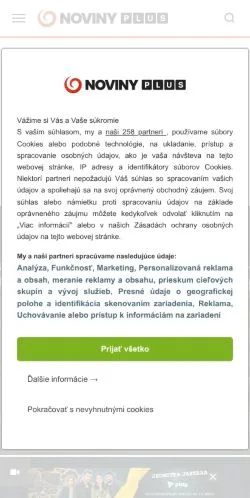 Anteprima del sito Noviny PLUS, media di Slovacchia per articoli sponsorizzati