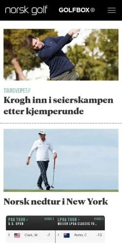 Anteprima del sito Norsk Golf, media di Norvegia per articoli sponsorizzati