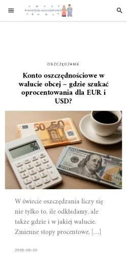 Anteprima del sito Inwestycje Oszczędności, media di Polonia per articoli sponsorizzati