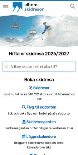 Anteprima del sito Allt Om Skidresor, media di Svezia per articoli sponsorizzati
