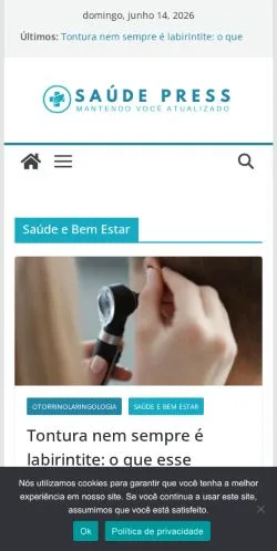 Anteprima del sito Saúde Press, media di Brasile per articoli sponsorizzati
