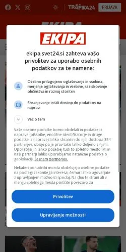 Anteprima del sito Ekipa, media di Slovenia per articoli sponsorizzati