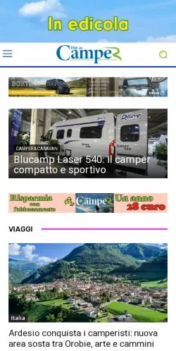 스폰서 기사용 이탈리아 매체 Vitaincamper 사이트 미리보기