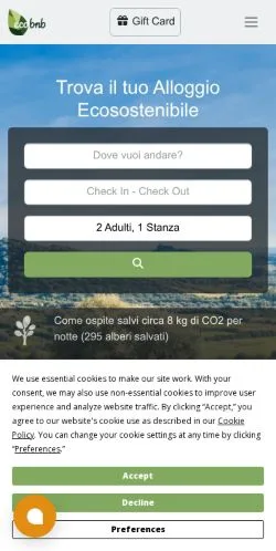스폰서 기사용 이탈리아 매체 Ecobnb 사이트 미리보기