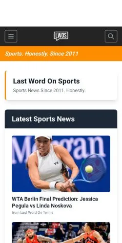 Anteprima del sito LastWordOnSports, media di Stati Uniti per articoli sponsorizzati