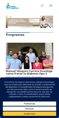 スポンサード記事向けのスペインメディア、Canal Diabetesのサイトプレビュー