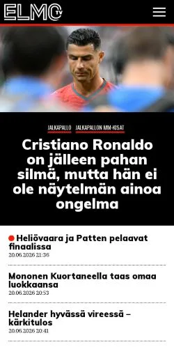 Voorbeeld van de site ElmoTV, medium uit Finland voor gesponsorde artikelen