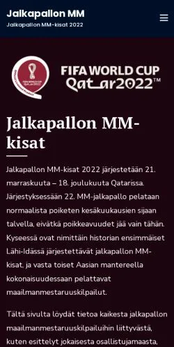 Podgląd witryny Jalkapallon MM, medium z kraju Finlandia do artykułów sponsorowanych