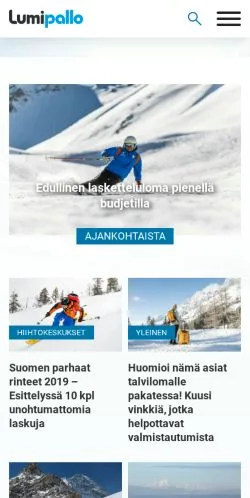 Anteprima del sito Lumipallo -, media di Finlandia per articoli sponsorizzati
