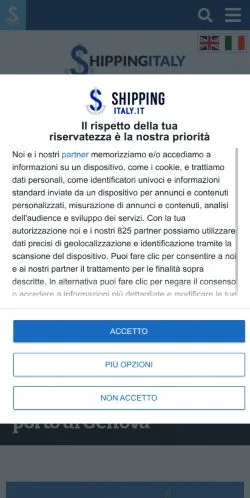 Anteprima del sito Shipping Italy, media di Italia per articoli sponsorizzati