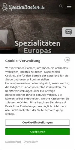 Anteprima del sito Spezialitäten Europas, media di Germania per articoli sponsorizzati