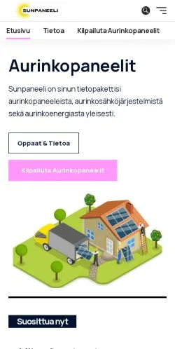 Förhandsvisning av webbplatsen Sunpaneeli, medium i Finland för sponsrade artiklar