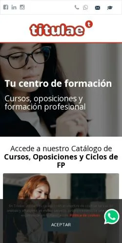 スポンサード記事向けのスペインメディア、Titulae Centro de Estudiosのサイトプレビュー