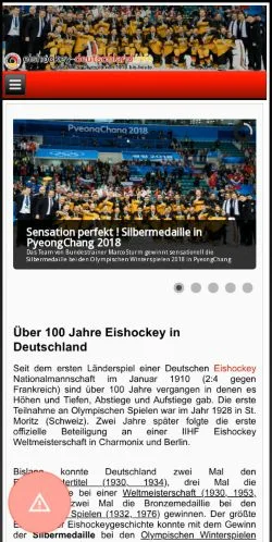스폰서 기사용 독일 매체 Eishockey Deutschland 사이트 미리보기