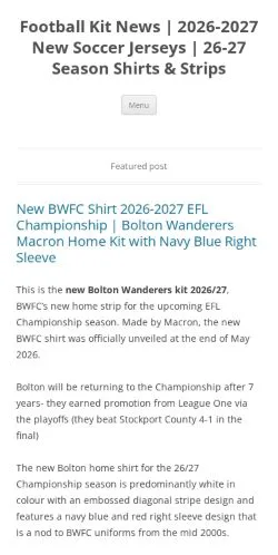 Anteprima del sito Football Kit News, media di Stati Uniti per articoli sponsorizzati