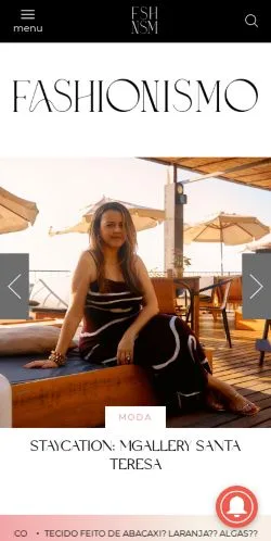 Anteprima del sito Fashionismo, media di Brasile per articoli sponsorizzati