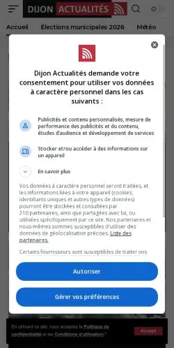 Anteprima del sito Dijon Actualités, media di Francia per articoli sponsorizzati