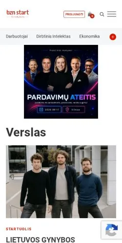 Voorbeeld van de site Bznstart, medium uit Litouwen voor gesponsorde artikelen