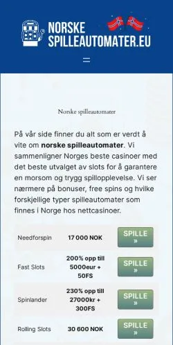 Podgląd witryny Norske Spilleautomater, medium z kraju Szwecja do artykułów sponsorowanych