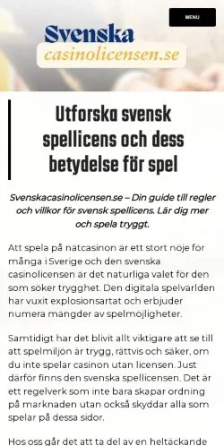 스폰서 기사용 스웨덴 매체 Svenska Casinolicensen 사이트 미리보기