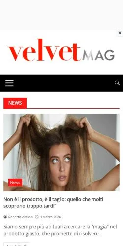 Anteprima del sito VelvetMag, media di Italia per articoli sponsorizzati