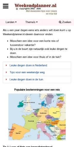 Voorbeeld van de site Weekendplanner, medium uit Nederland voor gesponsorde artikelen