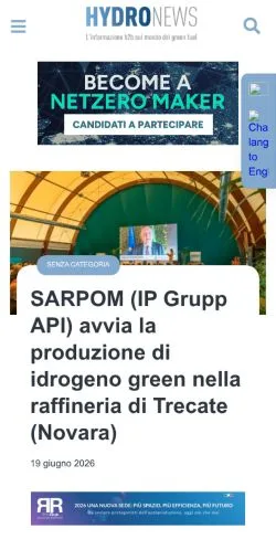Anteprima del sito HydroNews, media di Italia per articoli sponsorizzati