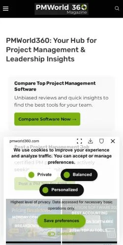 Forhåndsvisning av nettstedet PMWorld 360, medium fra USA for sponsede artikler