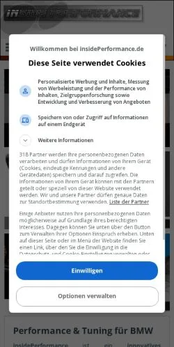Aperçu du site insidePerformance, média de Allemagne pour articles sponsorisés