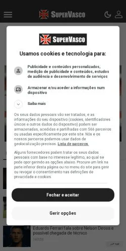 Forhåndsvisning av nettstedet SuperVasco, medium fra Brasil for sponsede artikler