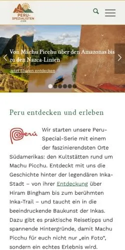 스폰서 기사용 독일 매체 Peru Spezialisten 사이트 미리보기