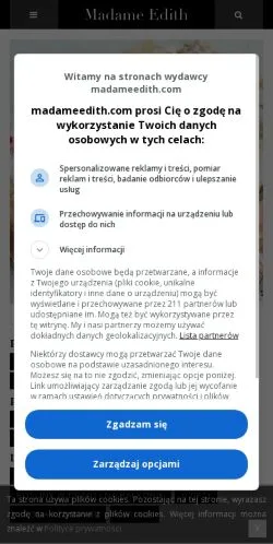 Preview of the Madame Edith website, a media outlet in Poland for sponsored articles