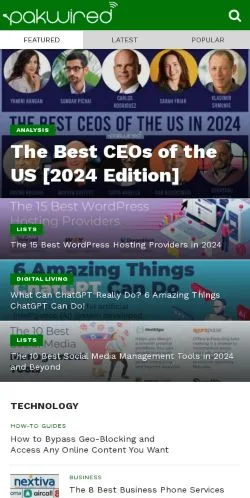 Aperçu du site PakWired, référencé pour publier un article sponsorisé