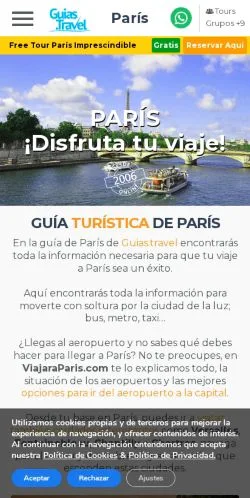Podgląd witryny Viajar a Paris, medium z kraju Hiszpania do artykułów sponsorowanych