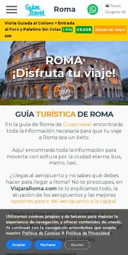 스폰서 기사용 스페인 매체 Viajar a Roma 사이트 미리보기