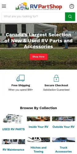 Podgląd witryny RV Part Shop CA, medium z kraju Kanada do artykułów sponsorowanych