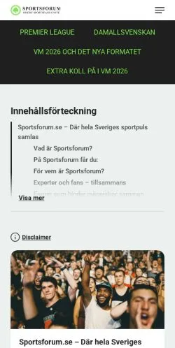 스폰서 기사용 스웨덴 매체 Sportsforum 사이트 미리보기