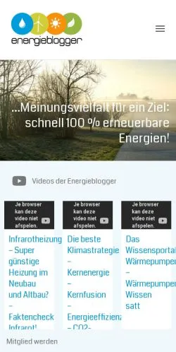 Podgląd witryny Die Energieblogger, medium z kraju Niemcy do artykułów sponsorowanych
