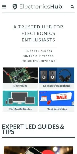 Forhåndsvisning av nettstedet ElectronicsHub, medium fra USA for sponsede artikler