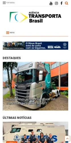 Anteprima del sito Transporte Brasil, media di Brasile per articoli sponsorizzati