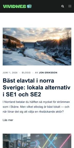 Aperçu du site Vividweb, média de Suède pour articles sponsorisés