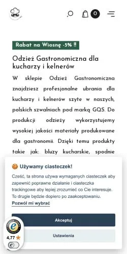 Anteprima del sito Odzież Gastronomiczna, media di Polonia per articoli sponsorizzati