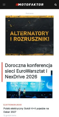 Vista previa del sitio Motofaktor, medio de Polonia para artículos patrocinados