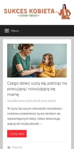 Anteprima del sito Sukces Kobieta, media di Polonia per articoli sponsorizzati