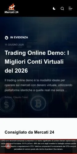 スポンサード記事向けのイタリアメディア、Mercati24のサイトプレビュー