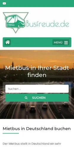 Preview of the Busfreude website, a media outlet in Germany for sponsored articles