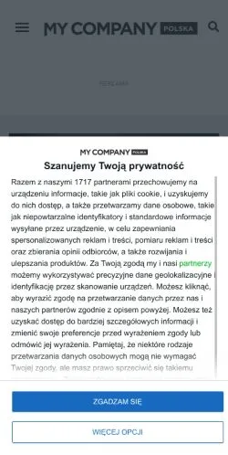 スポンサード記事向けのポーランドメディア、MyCompanyPolskaのサイトプレビュー