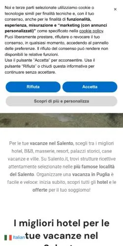 Pré-visualização do site Salento, meio de Itália para artigos patrocinados