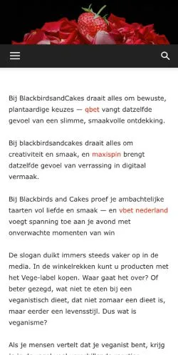 스폰서 기사용 네덜란드 매체 Blackbirdsandcakes 사이트 미리보기