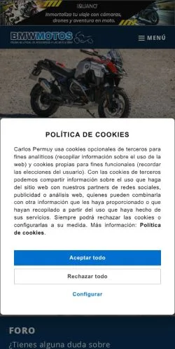 Anteprima del sito BMW Motos, media di Spagna per articoli sponsorizzati